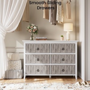 Jojoka Modern 6 Drawer Dresser with Fluted Panels, Wide Wood Chest of Drawers for Bedroom, Nursery, Closet, Hallway - 1 of 4