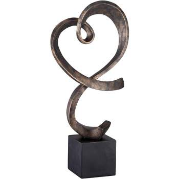 Studio 55D Swirling Heart 17 1/4" High Brushed Nickel Modern Sculpture