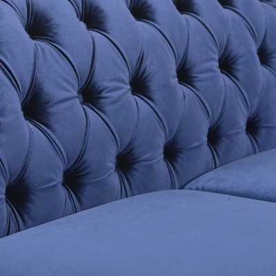 Elegant Brown Velvet Chesterfield Sofa with Nailhead Accents