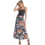 Womens Floral Elastic Waistband Maxi Skirt