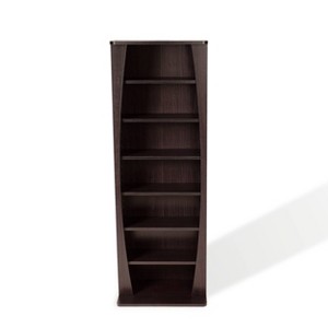 Atlantic Canoe Curved Multimedia Cabinet Brown: Media Storage Cabinet with 7 Shelves, Holds 231 CDs - 1 of 4