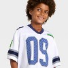 Boys' Minecraft Creeper Mesh Football Jersey - Heather Gray/White/Navy Blue - 2 of 4