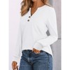 Women's 2025 Fall Long Sleeve Henley Top Dressy Casual V-Neck Blouse Trendy Loose Fit Button Up Shirts Cute T-Shirt - 3 of 4