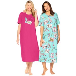 Dreams & Co. Plus Size 2-Pack Long Sleepshirts - 1 of 4