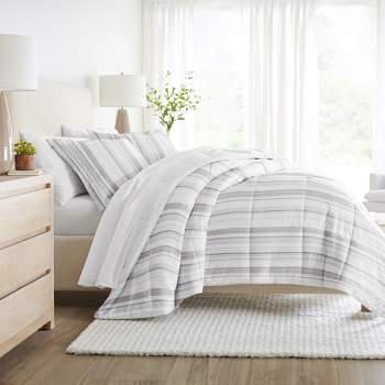Vertical Stripe All Season Reversible Comforter Down Alternative Filling, Machine Washable - Becky Cameron