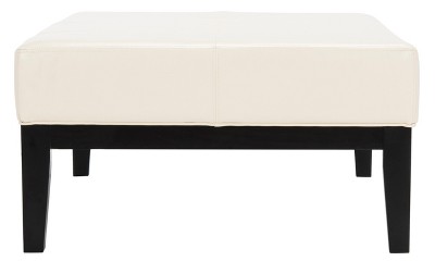 Elegant White Tufted 48" Transitional Cocktail Ottoman