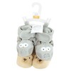 Hudson Baby Animal Fleece Booties 2-Pack, Gray Owl Bear - 2 of 3