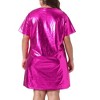Agnes Orinda Women's Plus Size Metallic Round Neck Short Sleeve Party Loose Mini T-Shirt Dress - 4 of 4