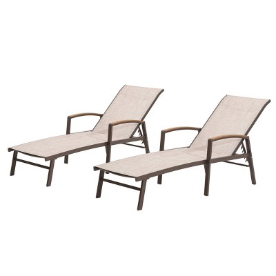 2pc Outdoor Recliner Adjustable Aluminum Patio Chaise Lounge Chairs - Crestline Products