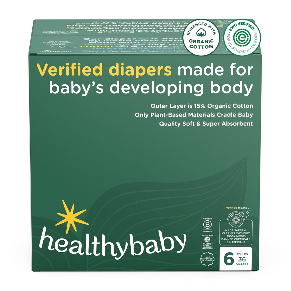 Photos - Nappies Healthybaby Certified Safe Organic Cotton Enhanced Diapers - Size 6 - 36ct 