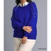 Women's Round Neck Pullover Sweater With Long Sleeve Pearl Details - umgee - 2 of 4