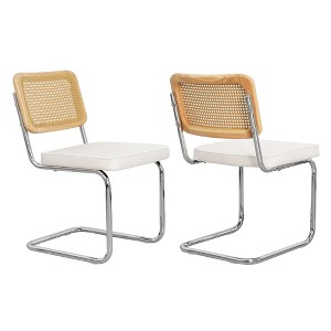 NicBex Armless Dining Chair Set of 2 Modern Comfy Velvet Accent chair with Metal Legs,White - 1 of 4