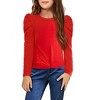 Arshiner Girls Puff Long Sleeve Shirts Twist Front Ribbed Knit T Shirt Crop Tops Tee Blouse Black 7-8 Y - 4 of 4