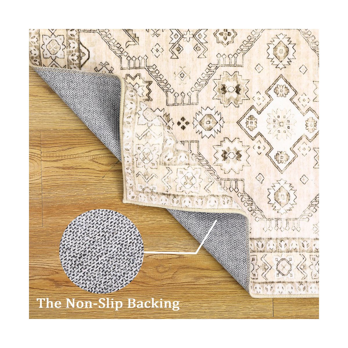Washable Rug Soft Boho Area Rug for Living Room, Non Slip Stain Resistant Bedroom Rug Indoor Floor Cover - thumbnail 3