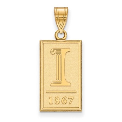 Black Bow Jewelry 14k Yellow Gold Plated Sterling Silver Illinois Fighting Illini NCAA Large Pendant