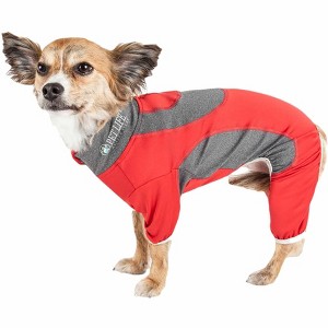Pet Life (R) Active 'Warm-Pup' Heathered Performance 4-Way Stretch Two-Toned Full Body Warm Up - 1 of 4
