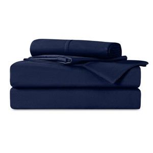 Dreamguard 4pc Queen 1200 Thread Count Hypoallergenic Moisture-Wicking Sheet Set Navy - 1 of 4