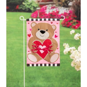Valentine's Bear Applique Garden Flag - 1 of 2