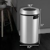 65L/17 Gallon Heavy Duty Commercial/Kitchen Trash Can, Open Top Waste Bin for Office Bedroom Bathroom, Brushed Stainless Steel Finish - 2 of 4