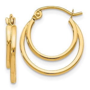 Black Bow Jewelry 1mm Double Split Round Hoop Earrings in 14k Yellow Gold, 17mm (5/8 In) - 1 of 4
