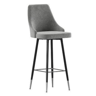 Emma and Oliver Modern Upholstered Dining Stools with Chrome Accented Metal Frames and Footrests