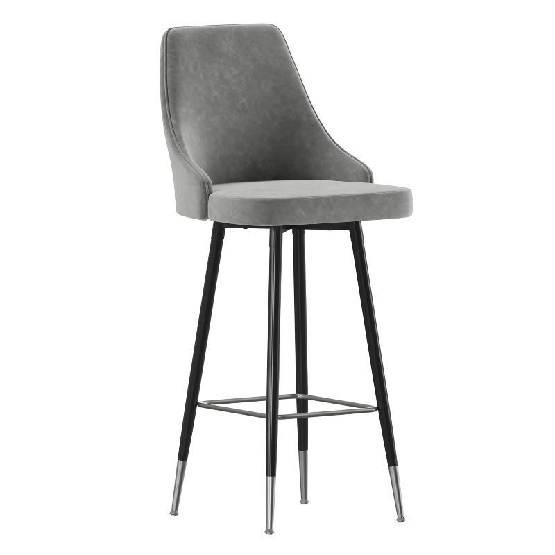 Merrick Lane Modern Upholstered Dining Stools with Chrome Accented Metal Frames and Footrests, 1 of 10