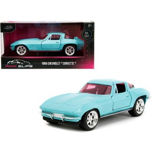 1966 Chevrolet Corvette Light Blue with Pink Tinted Windows "Pink Slips" Series 1/32 Diecast Model Car by Jada - 1 of 4