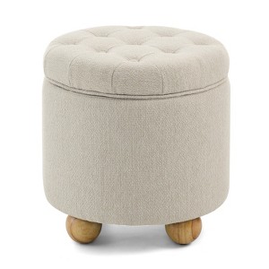 VisioGear Round Storage Ottoman, Multi-Functional Round Ottoman with Storage Space-Dark, Yellow, 18.5"*18.5"*18.1" - 1 of 4