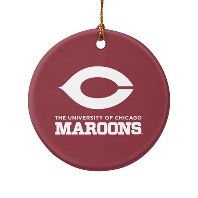University of Chicago Maroons Logo Porcelain Holiday Christmas Tree Ornament
