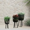 VisioGear Planters, 3PCS Round Planter with Stand, Plant Pots for Hall, Living Room, Black, 15"*15"*27" - 2 of 4