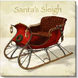 Sullivans Darren Gygi Santa's Sleigh Canvas, Museum Quality Giclee Print, Gallery Wrapped, Handcrafted in USA 9"W Red