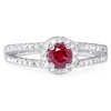 Pompeii3 3/4ct Ruby & Diamond Split Shank Ring 14K White Gold - 2 of 4