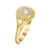 Ross-Simons 0.10 ct. t.w. Diamond Heart Signet Ring in 18kt Gold Over Sterling - 3 of 4