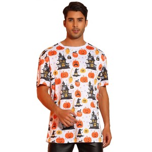 TATT 21 Men's Halloween Pumpkin Printed Short Sleeves Graphic T-Shirts - 1 of 4