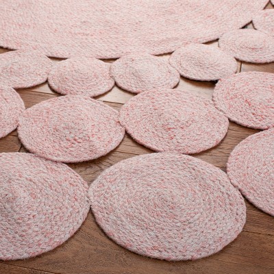 Handmade Pink Round Synthetic Area Rug, 3 ft