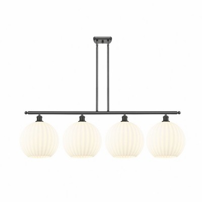 White Venetian - 4 Light Stem Hung Island In Modern Style-14 Inches Tall and 50.25 Inches Wide
