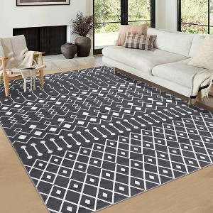 Area Rugs Washable Rugs Bedroom Decor Moroccan Throw Rugs Geometric Carpet Living Room Rug Modern Area Rug for Bedroom Boho Rug - 1 of 4