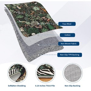 Modern Washable Area Rug, Jungle Animal Print Foldable Floor Cover with Non Slip Backing, Low Pile Stain Resistant Carpet for Bedroom - 1 of 4