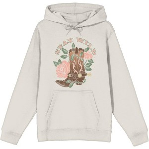Vintage Country Stay Wild Long Sleeve Adult Hooded Sweatshirt - 1 of 2