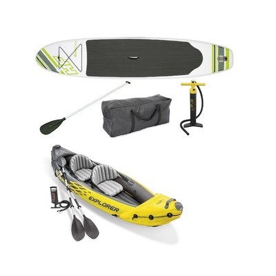 Bestway Inflatable Hydro Force Paddle Board w/ Intex 2 Person Kayak & Air Pump