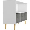 Acekool Kids Bookshelf, 4-Cubby Toy Storage Organizer with Collapsible Fabric Drawers, Book Display for Playroom, Nursery, Kids Room - 4 of 4