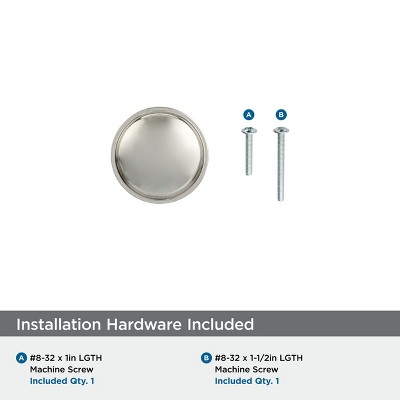 Polished Nickel Round Cabinet Knob with Mounting Hardware