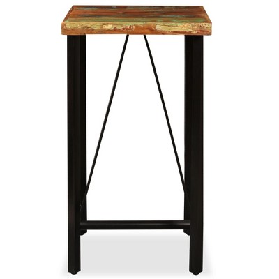 vidaXL Bar Table – Solid Reclaimed Wood, Industrial Edition, Sturdy Steel Legs, Handcrafted, Easy-Assembly – 23.6"x23.6"x42.1", Brown