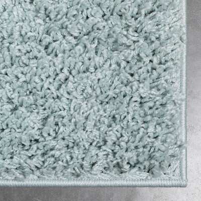 Seafoam Green Rectangular Shag Synthetic Area Rug 5' x 7'