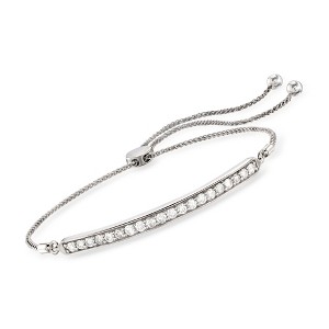 Ross-Simons 1.00 ct. t.w. Diamond Curved Bar Bolo Bracelet in Sterling Silver Size - 1 of 4