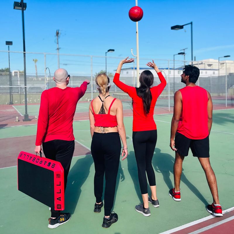 Boardball Sport Portable Foldable Indoor Outdoor Boardball Set with Rubberized Top Surface Board, Volleyball, and Compact Hand Pump, Red and Black, 6 of 8