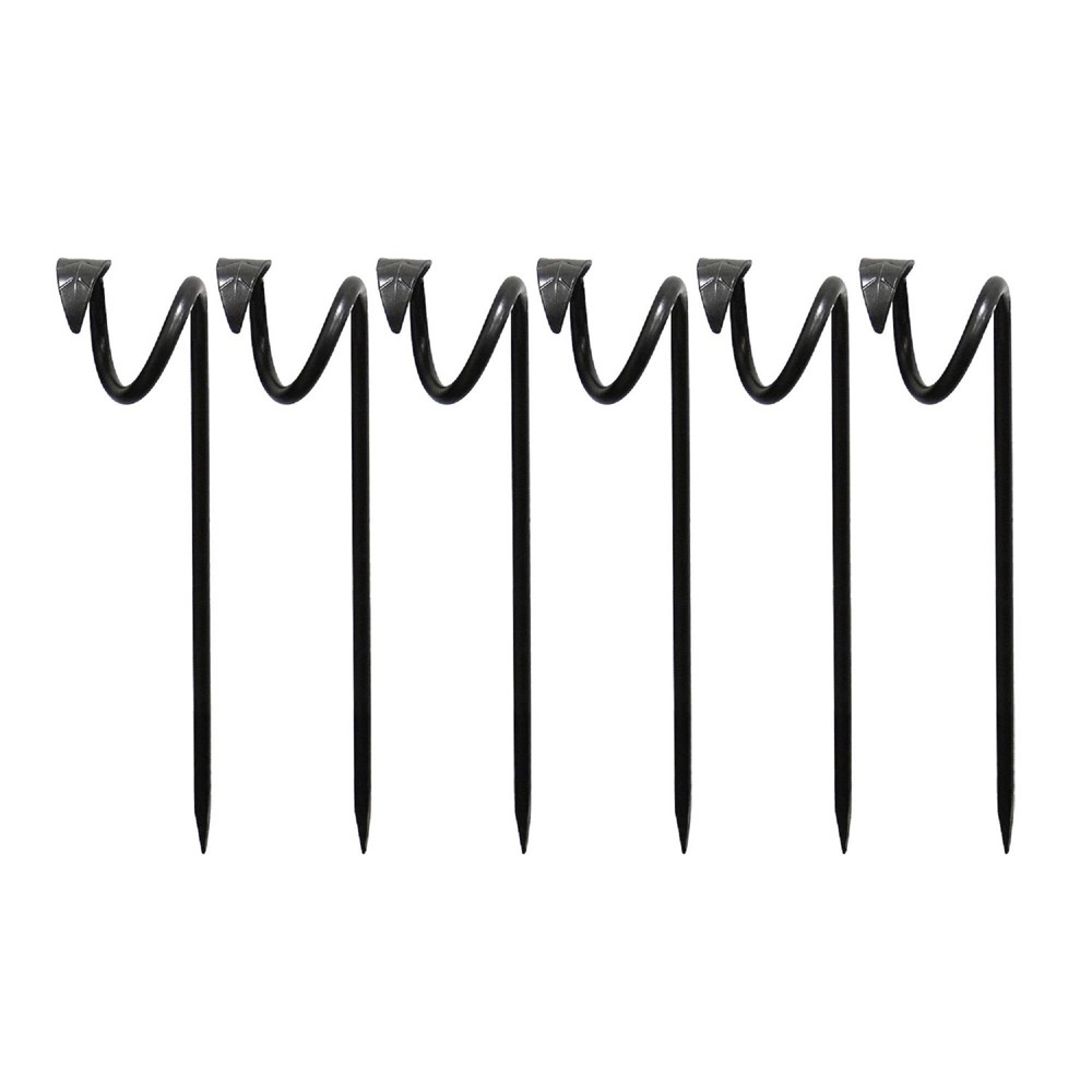 Photos - Garden Hose Achla Designs 14" Wrought Iron Leaf Design Outdoor Hose Guide Graphite: We