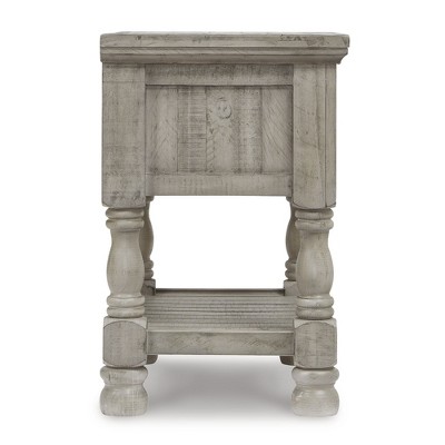 Gray Traditional 1-Drawer Nightstand with USB Ports