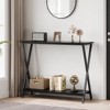 Sofa Tables Narrow Long Behind Couch Table, 2-Tier Industrial Entryway Table, Living Room Console Table, Metal Shelf, for Living Room, Foyer, Hallway - 2 of 4