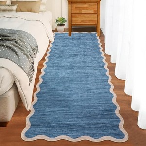 Washable Scalloped Area Rug, Soft Non-Slip Large Area Carpet for Bedroom, Living Room, Dining Room, Nursery, Modern Farmhouse Style - 1 of 4